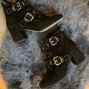 Rebecca Minkoff Black Suede Studded Booties